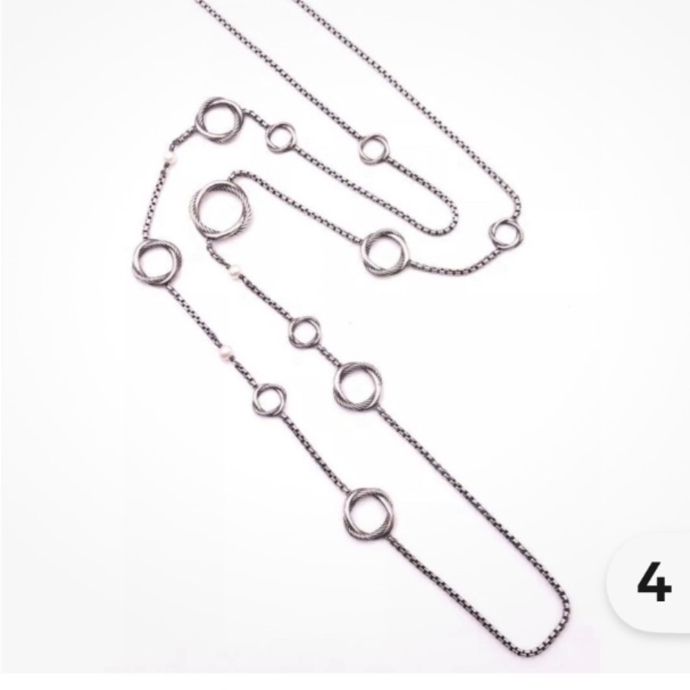 David Yurman Infinity Station Necklace With Cultured Pearls and Toggle Clasp